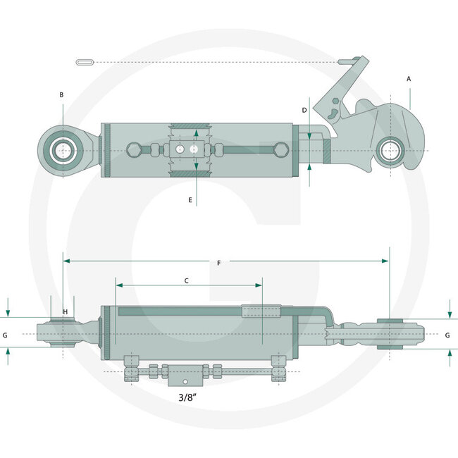 GRANIT Hydraulischer Oberlenker Kat. 2, 640 - 920 mm, Hub 280 mm | 2.0918.00.4, 02.0918.00.4, Y703528AL