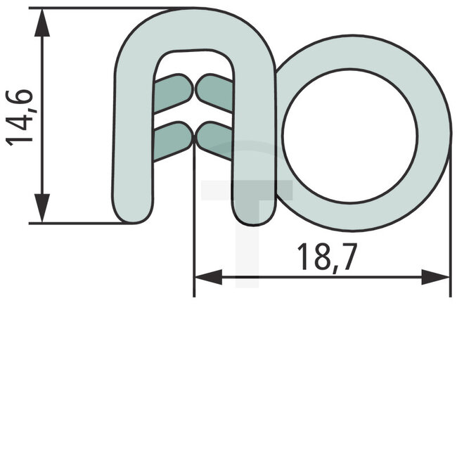 GRANIT Rubber seal 18,7 x 14,6 mm | clamping range 1,5-3 mm | 5 metres