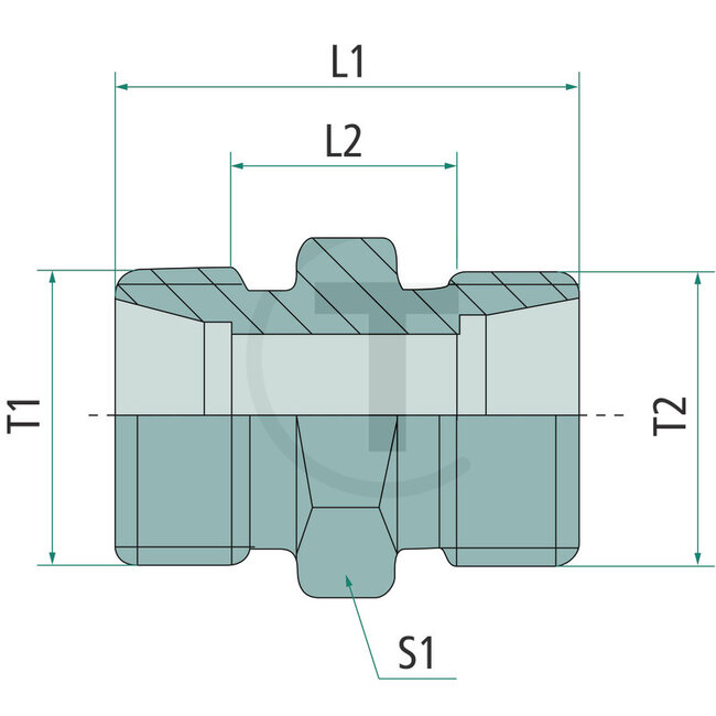GRANIT Schroefkoppeling X-GRV 12 L / 06 L - M18 x 1,5 - M12 x 1,5 - 87003160, 104107.1