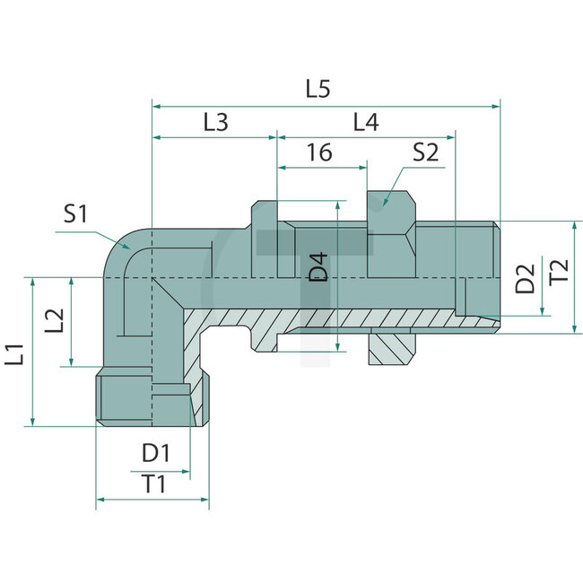 GRANIT Cutting ring angled bulkhead coupling 8 L, M14 x 1,5, 315 bar | 103705.1