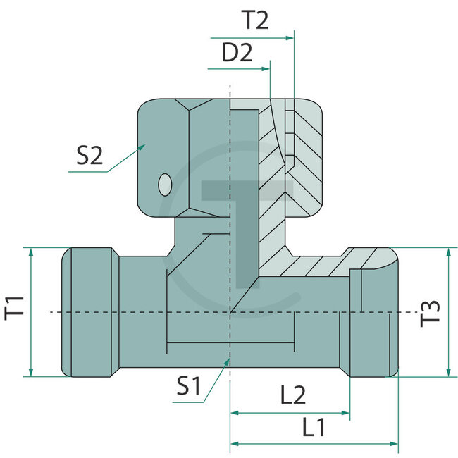 GRANIT Cutting ring adjustable T-coupling DKO 10 L, M16 x 1,5, 500 bar | 605006.1