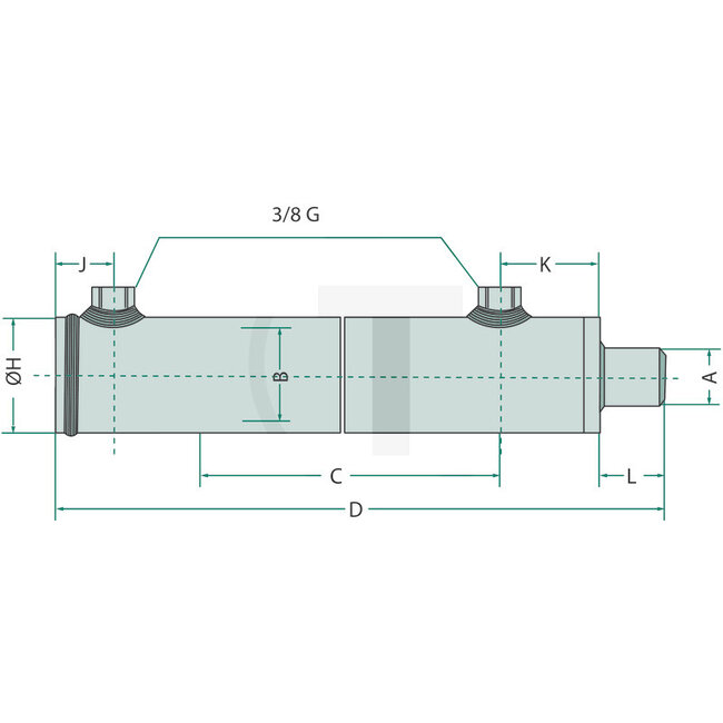 GRANIT Cilinder hydrauliek zuigerstang Ø 25 mm, boring 40 mm, slag 350 mm | HM01250350