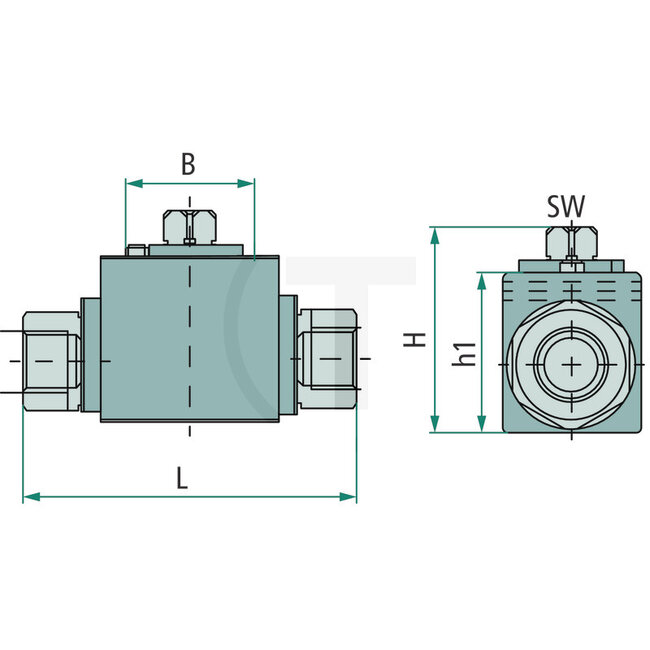 PISTER Kugelbagger BKR-2 G 1/2", DN 13, 500 bar, 85 x 35 x 51 mm | BKR-2G1/2"