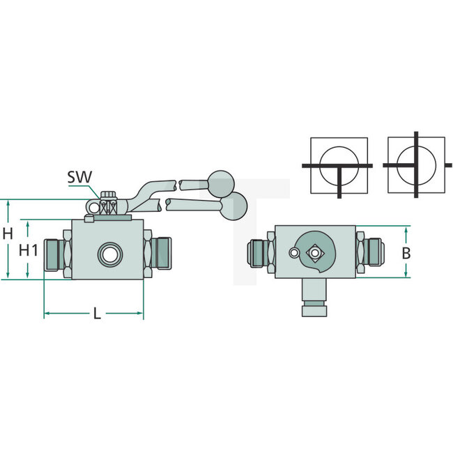 GRANIT Ball valve BKH-3T-12L DN10 (M18x1.5) - BKH-3T-12LDN10