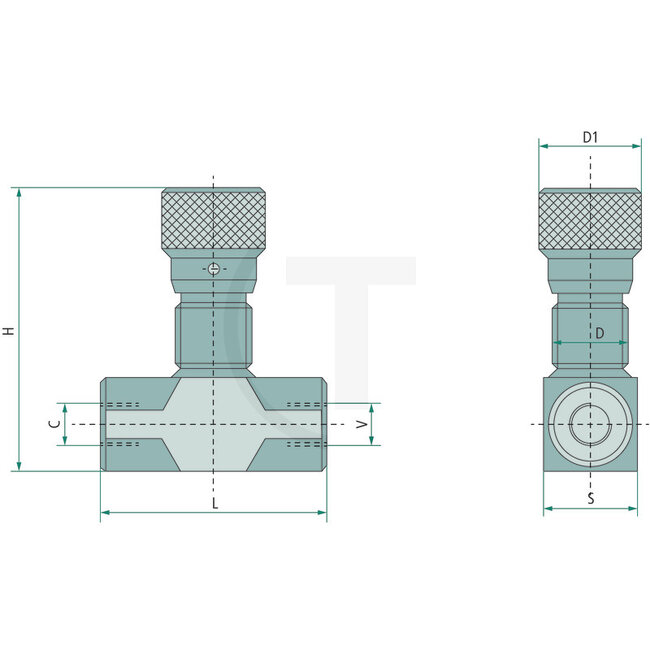 Oleodinamica Marchesini Smoorventiel VRFB - 1/2” BSP, knop - 85036017, DV-K-08