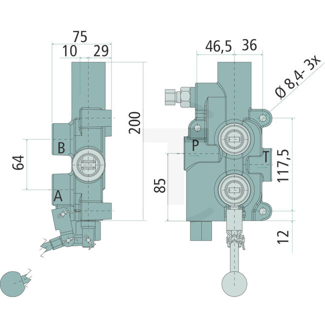 GRANIT Steering valve houtkloofmachine P81 A3 G, 80 l/min, 250 bar | P81-A3-G