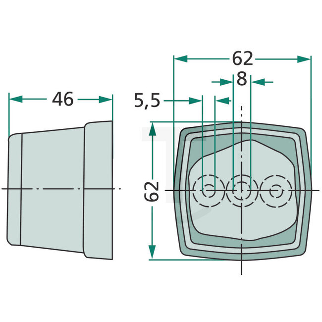 HELLA Rücklicht 62 x 62 x 46 mm, 12 / 24 V, C5W Same, Deutz-Fahr | 2TM003057031