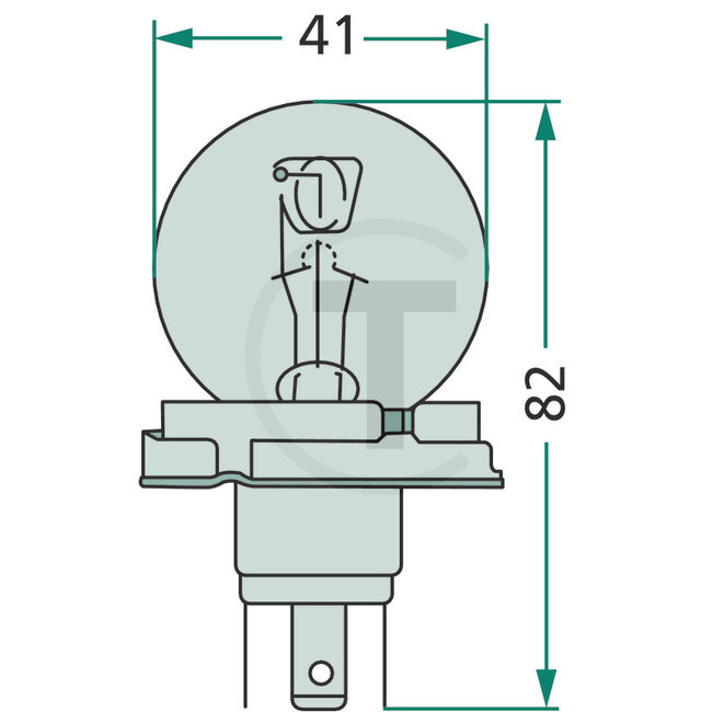 GRANIT Glühlampe R2 12V / 45/40W - Spannung: 12 V, Leistung: 45 / 40 Watt, Sockel: P45t - 12620GRNC1