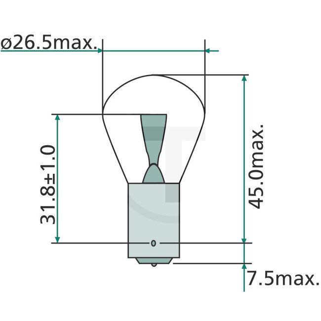 GRANIT Kugellampe P21W 12V / 21W - 10 Stück - Spannung: 12 V, Leistung: 21 Watt, Sockel: BA15s - 11635GRNCP