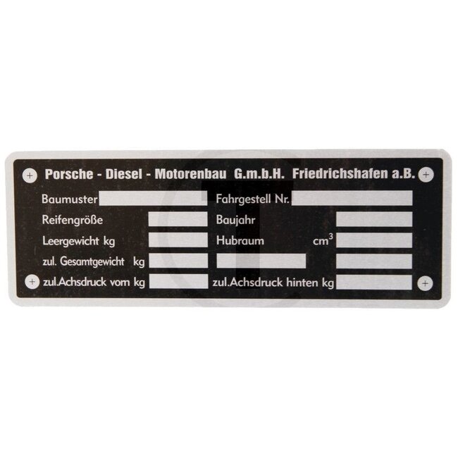 GRANIT Typenschild Porsche Diesel