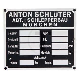 GRANIT Typenschild Schlüter Schlüter