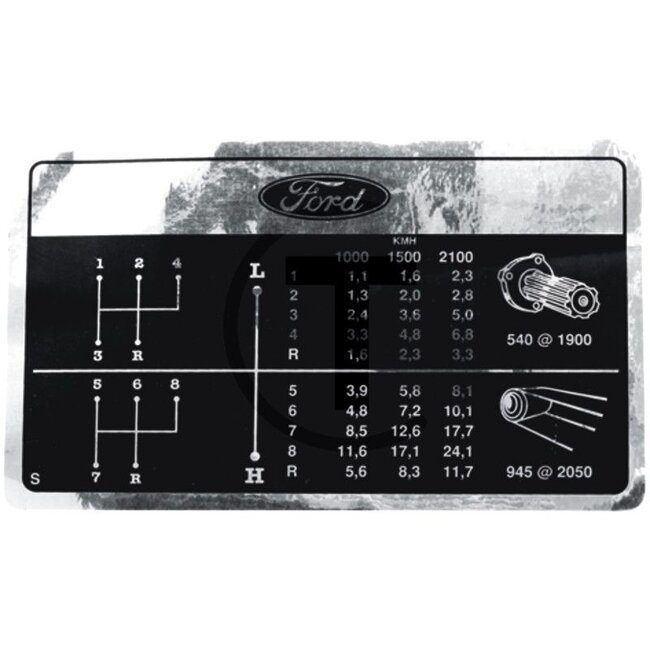 GRANIT Sticker schakelpatroon Ford 2000, 2600, 3000, 3600 - 15405467