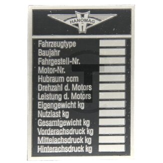 GRANIT Typeplaatje tot ca. 1940 Hanomag
