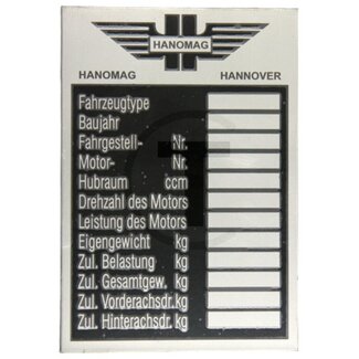 GRANIT Typeplaatje tot ca. 1943 Hanomag