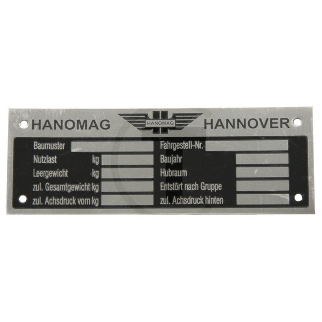 GRANIT Typeplaatje Hanomag tot ca. 1950 Hanomag - 1550302146005