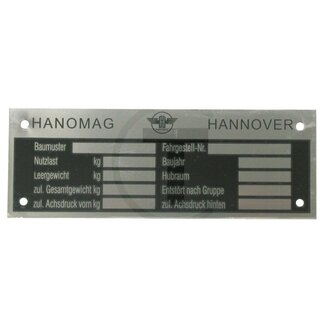 GRANIT Type plate Hanomag up to approx. 1954 Hanomag