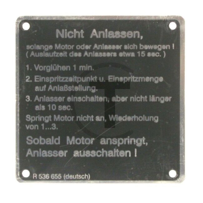 GRANIT Sign Nicht Anlassen... (Do not start...) Hanomag