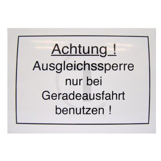 GRANIT Aufkleber Achtung! Sperrdifferential weiß Hanomag