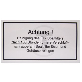 GRANIT Aufkleber Achtung! Reinigung des Öl rot Hanomag