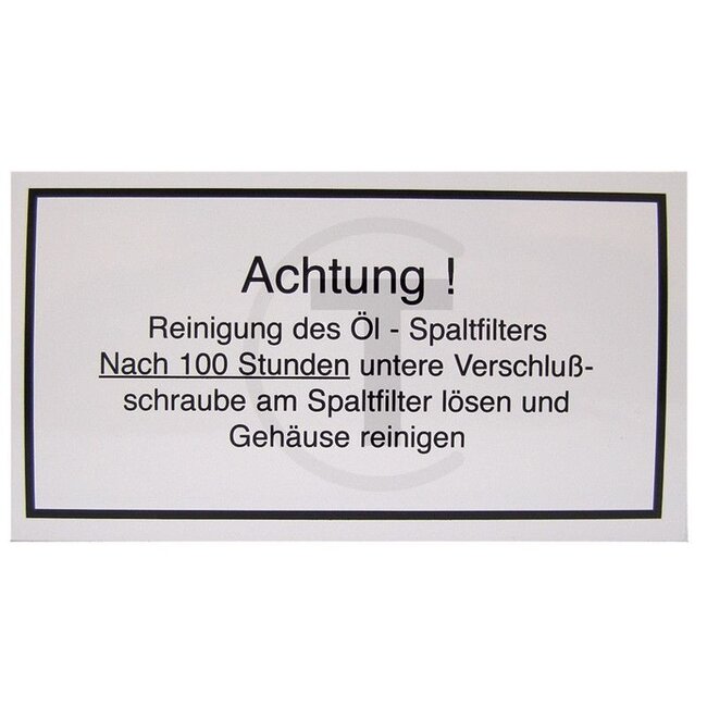 GRANIT Achtung! Reinigung des Öl.. rood Hanomag - 1550716293000R