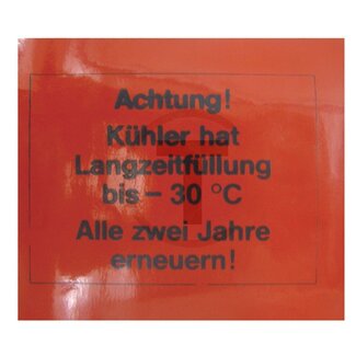 GRANIT Aufkleber Achtung! Kühler Hanomag Brillant 601, 701, Robust 901