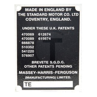 GRANIT Type plate Massey Ferguson