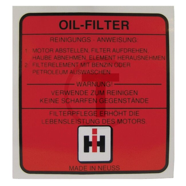 GRANIT Embleem oliefilter McCormick IHC DLD 2, DED 3, DGD 4, D 212 - D 440