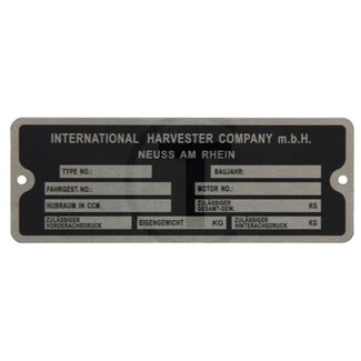 GRANIT Typeplaatje McCORMICK, IHC, International, Case IH D 212 - D 440