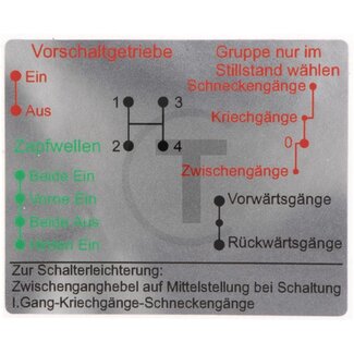 GRANIT Sticker schakelschema Mercedes-Benz MB Trac 65/70, 700, 800, 900
