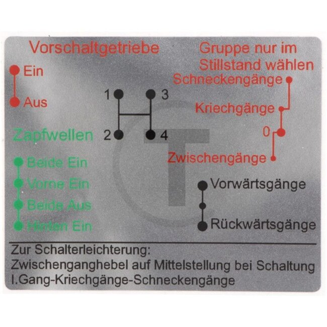 GRANIT Aufkleber Schaltschema MB Trac 65/70, 700, 800, 900