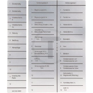 GRANIT Sticker zekeringenkast MB Trac 1100 - 1500
