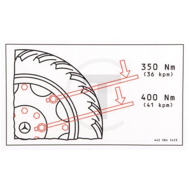 GRANIT Sticker aanhaalmomenten wielmoeren MB Trac 1300, 1400, 1500, 1600, 1800 - 154131118