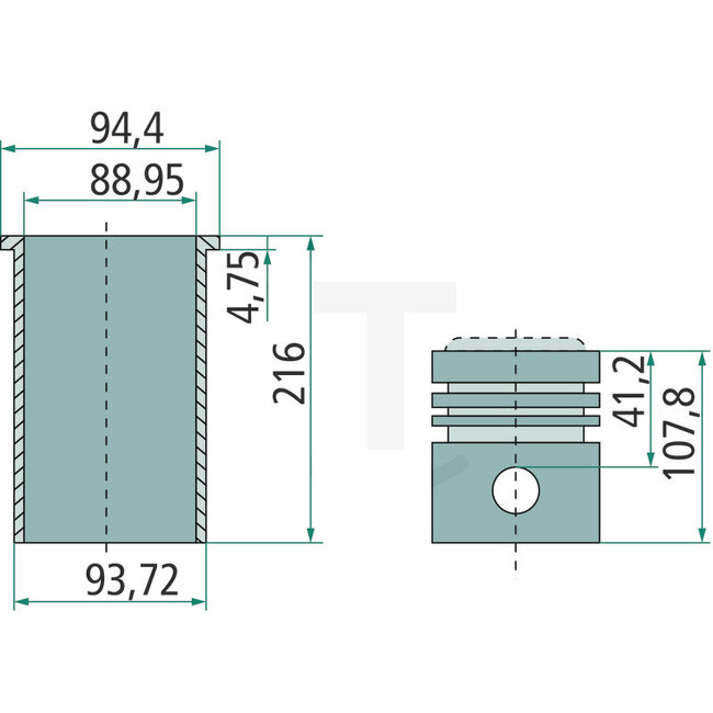 Piston set Renault engine A 3.144