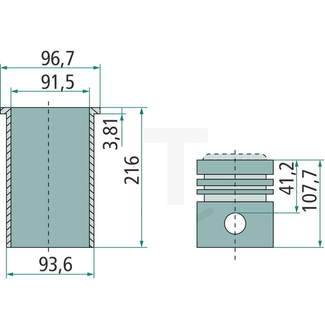 Zuiger en cilinderset A 3.152 motor - 14418002