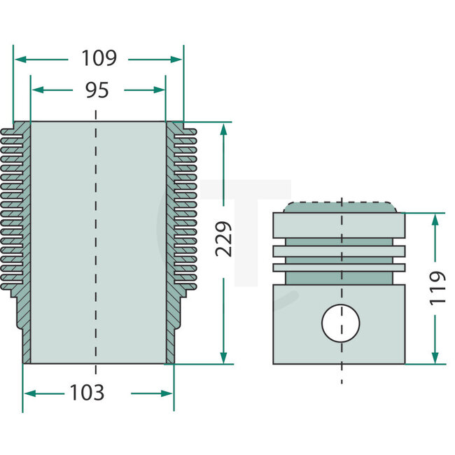 GRANIT Piston set piston Ø 95 mm Porsche Diesel