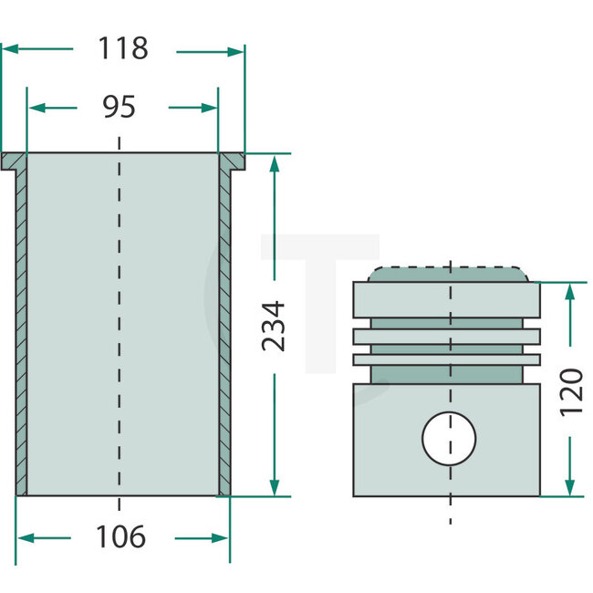 GRANIT Zuiger- en cilinderset KD 12 motor - 15406203