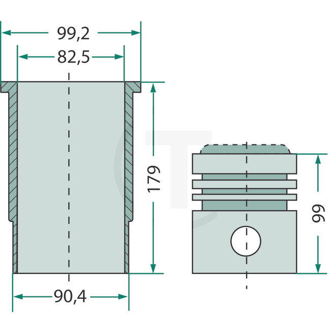 GRANIT Zuiger en cilinderset McCORMICK / IHC DLD 2, DED3, DGD 4, D212 - D432 - 15402237