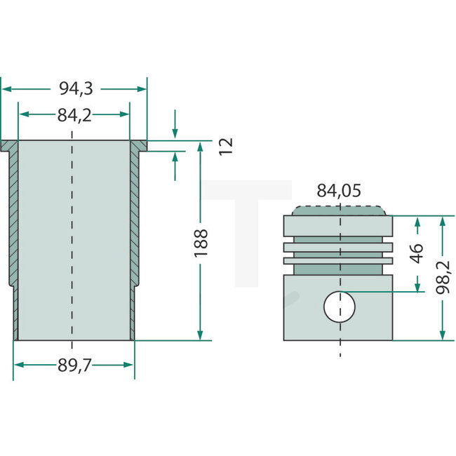 GRANIT Piston set 23 C engine - 1884940M1, 1884102M91