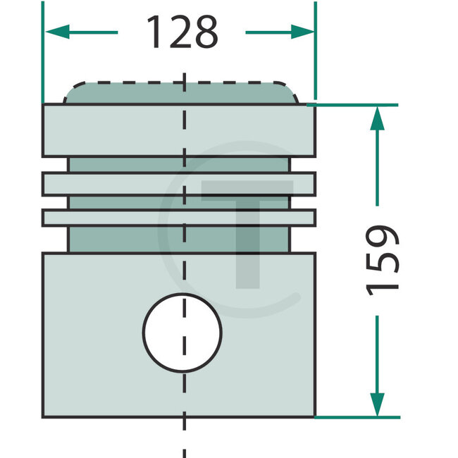 GRANIT Zuiger met pen Ø 128 mm motor D 963A2, D 964 Hanomag