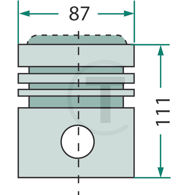 GRANIT Zuiger met pen 87 mm overmaat motor D 611, D 621 Hanomag