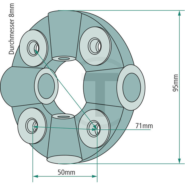 GRANIT Gewrichtschijf Roots ventilator D611, D621 motor - 1550162845104