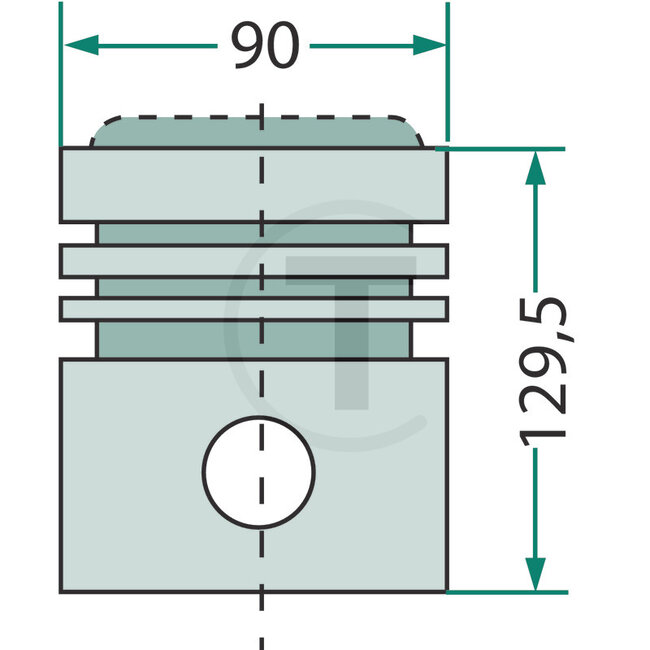 GRANIT Zuiger met pen D 28 LA Ø 90 mm motor D 14, D 21, D 28 Hanomag