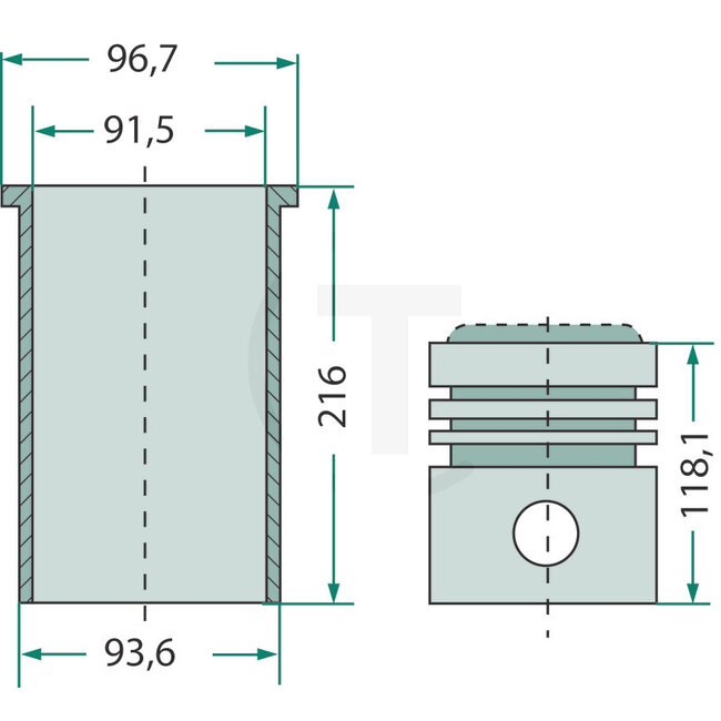 GRANIT Piston set Fordson Dexta, Super Dexta | U5MK0033