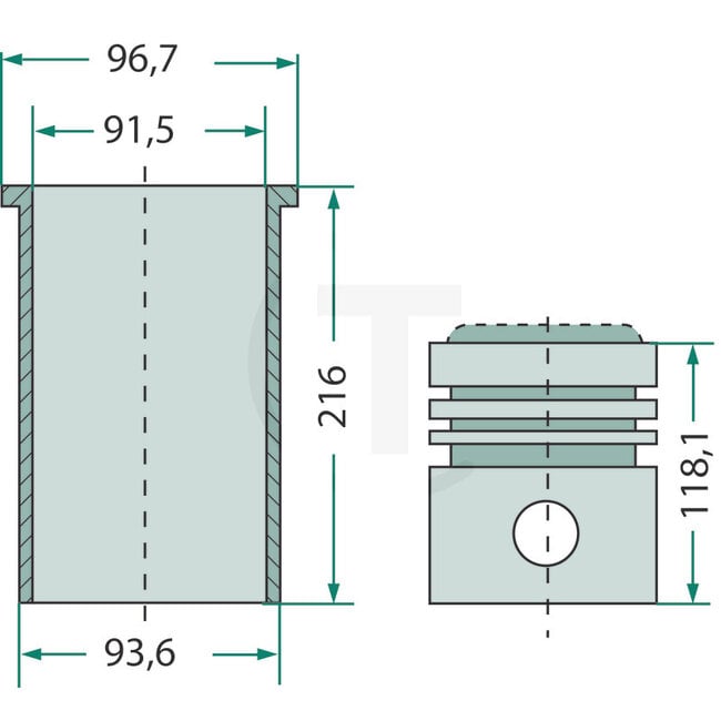 Kolbensatz Fordson Dexta, Super Dexta | U5MK0033