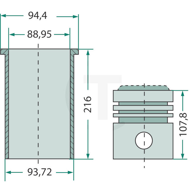 GRANIT Zuiger- en cilindersets Fordson Dexta, Super Dexta - 3 stuks