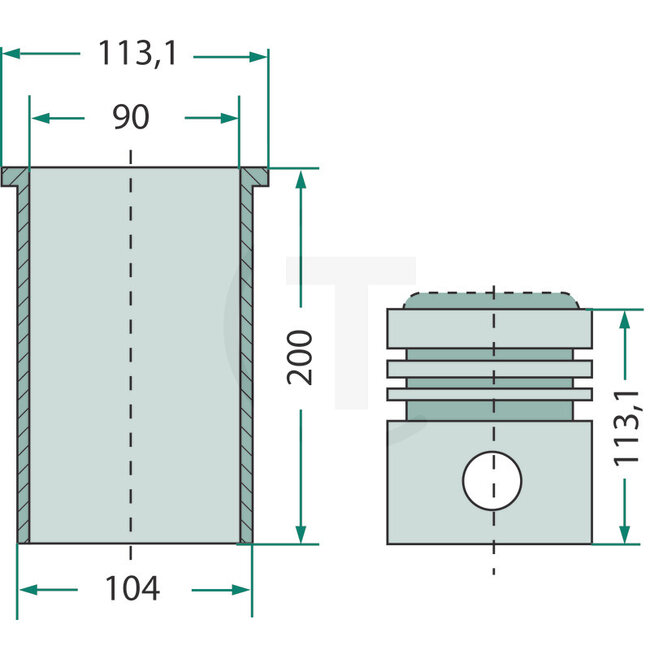 GRANIT Piston set Ø 90 mm engine KD 110.5 Fendt, MWM-engines