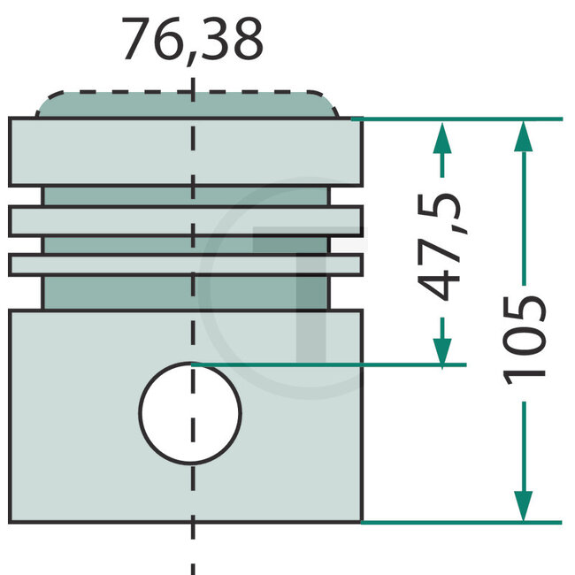 GRANIT Zuiger met pen Ø 76,50 mm overmaat motor LKN Fahr, Güldner