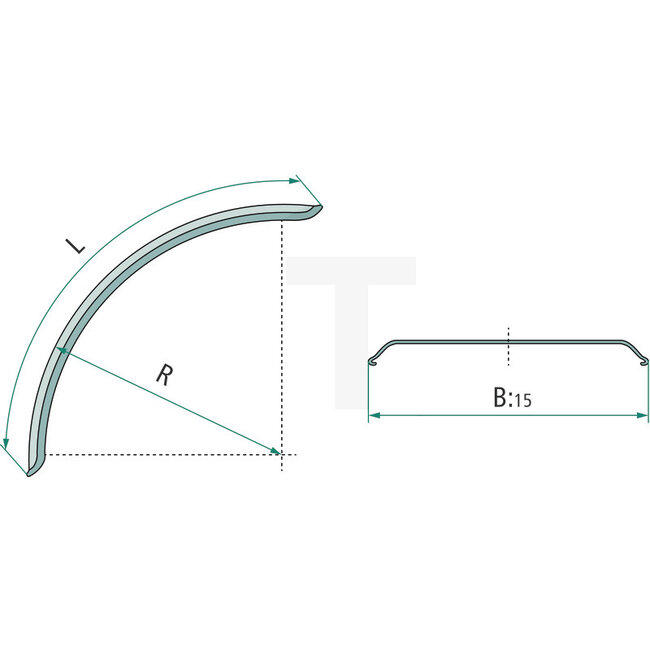 GRANIT Fender plastic 700 x 180 mm, radius 440 mm, edge height 40 mm | E2100