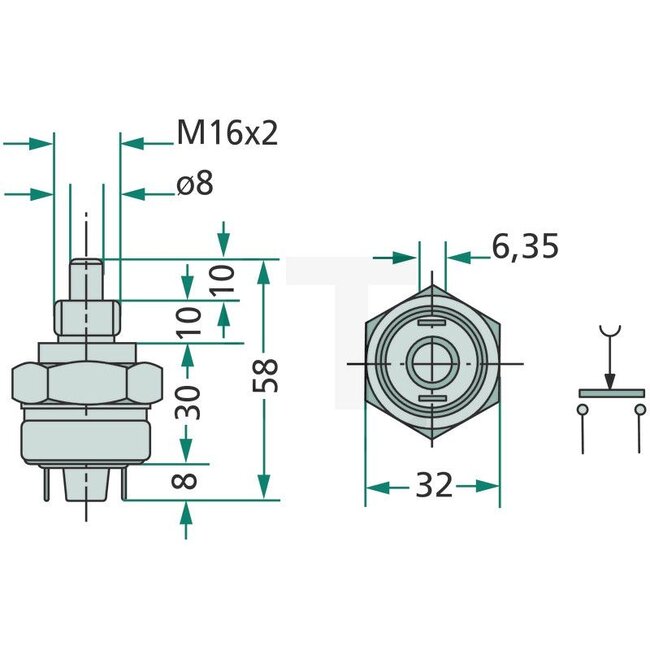 Cobo Vergrendelingsschakelaar startmotor M16 x 2, open functie (NO) | 3533170M92, 3533170M91, 2007614