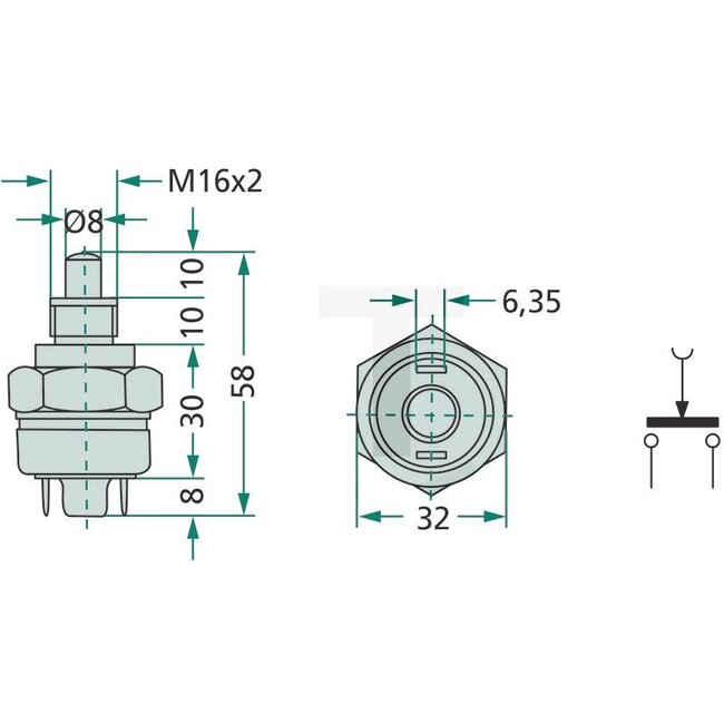 Cobo Cut-out switch For starter - 22717111000, 7700049180, 7700037337, 6005010929, 1026104 | Version: Make contact, Thread: M16, 2 blade terminals